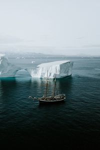 Preview wallpaper sea, iceberg, ship, ice, water