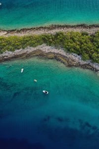 Preview wallpaper sea, island, aerial view, boats, beach