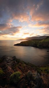 Preview wallpaper sea, island, bay, sunset, landscape