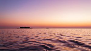 Preview wallpaper sea, island, dusk, waves, water