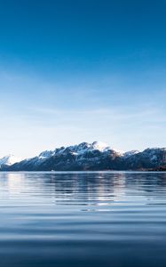 Preview wallpaper sea, island, mountains, coast, norway, landscape