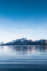 Preview wallpaper sea, island, mountains, coast, norway, landscape