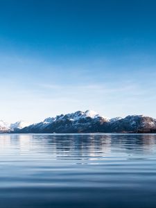 Preview wallpaper sea, island, mountains, coast, norway, landscape