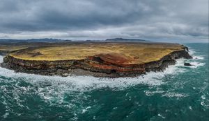 Preview wallpaper sea, island, rocks, cave, landscape