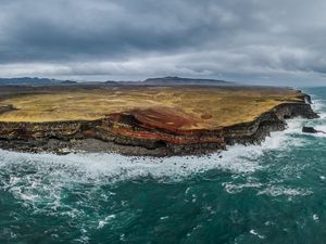 Preview wallpaper sea, island, rocks, cave, landscape