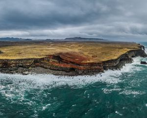 Preview wallpaper sea, island, rocks, cave, landscape