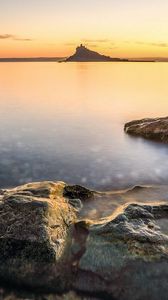 Preview wallpaper sea, island, silhouette, stones, nature