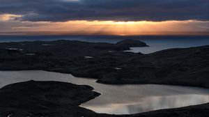Preview wallpaper sea, island, sunset, nature
