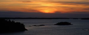 Preview wallpaper sea, island, trees, sunset, evening