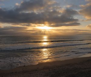 Preview wallpaper sea, landscape, nature, sunset, waves