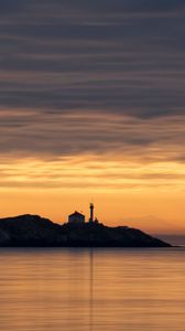 Preview wallpaper sea, lighthouse, sunset