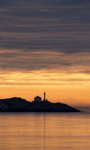 Preview wallpaper sea, lighthouse, sunset