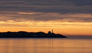 Preview wallpaper sea, lighthouse, sunset