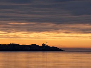 Preview wallpaper sea, lighthouse, sunset