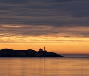 Preview wallpaper sea, lighthouse, sunset