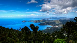 Preview wallpaper sea, mountains, aerial view, landscape, italy