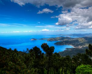 Preview wallpaper sea, mountains, aerial view, landscape, italy