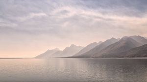 Preview wallpaper sea, mountains, fog, landscape, nature