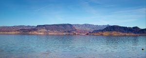 Preview wallpaper sea, mountains, landscape, bottom, stones