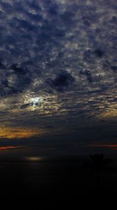 Preview wallpaper sea, night, clouds, sky, sunset, horizon