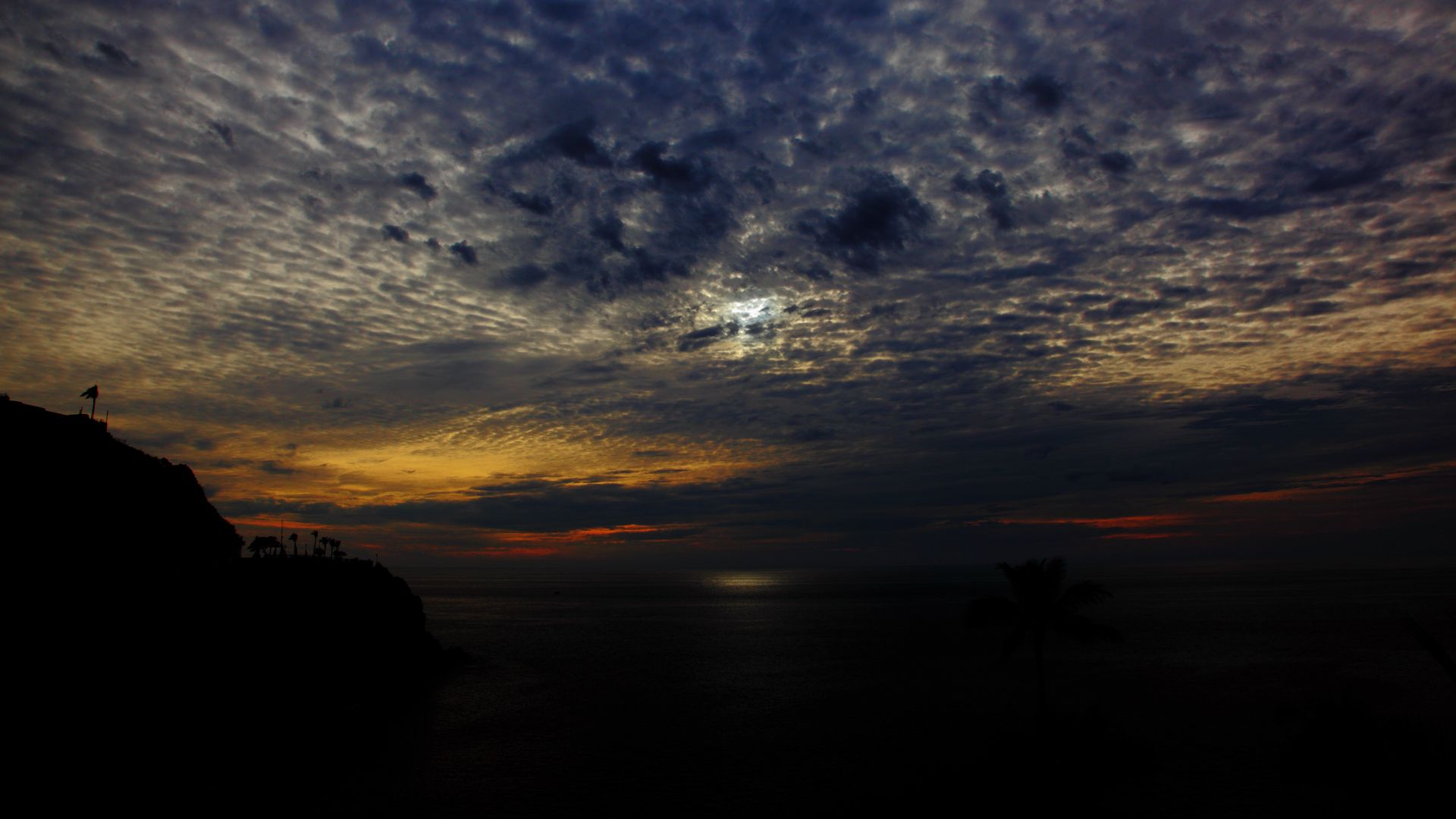 Download Wallpaper 1920x1080 Sea Night Clouds Sky Sunset Horizon Full Hd Hdtv Fhd 1080p 2900