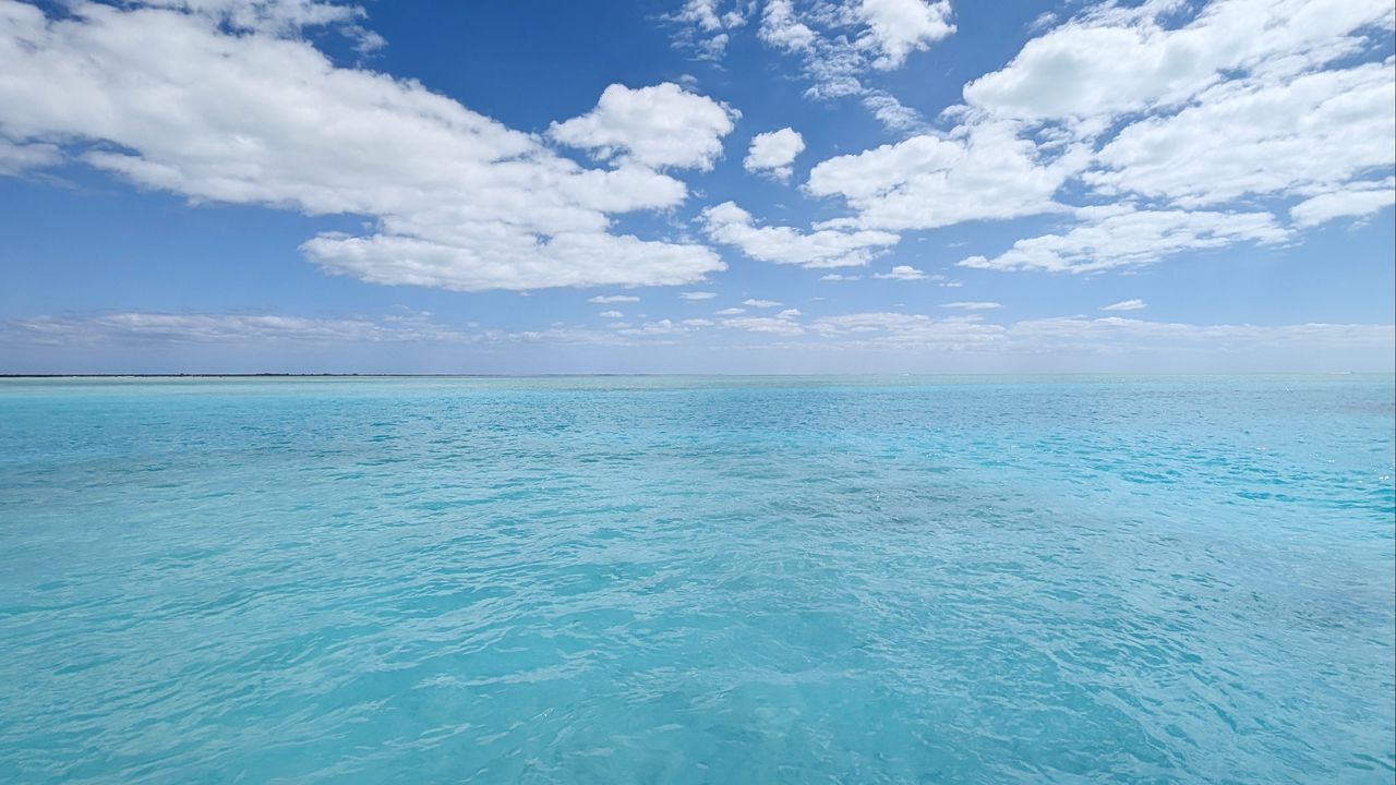 Wallpaper sea, ocean, horizon, clouds, sky