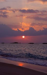 Preview wallpaper sea, ocean, sun, sunset, dark