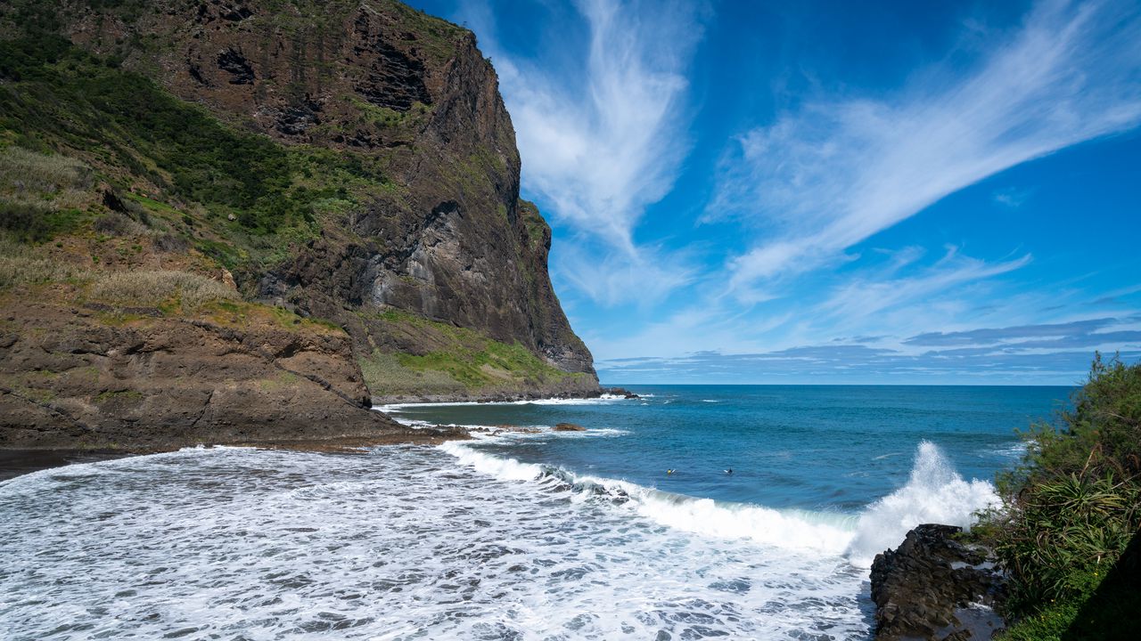 Wallpaper sea, ocean, waves, rocks, bay, nature