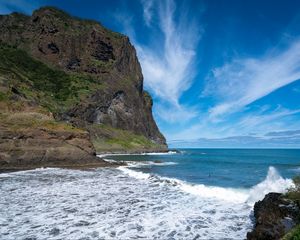 Preview wallpaper sea, ocean, waves, rocks, bay, nature