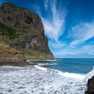 Preview wallpaper sea, ocean, waves, rocks, bay, nature