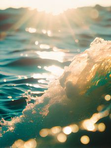 Preview wallpaper sea, ocean, waves, splashes, light, sun