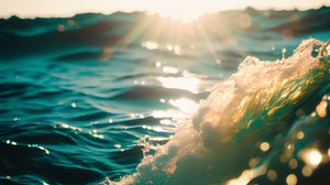 Preview wallpaper sea, ocean, waves, splashes, light, sun