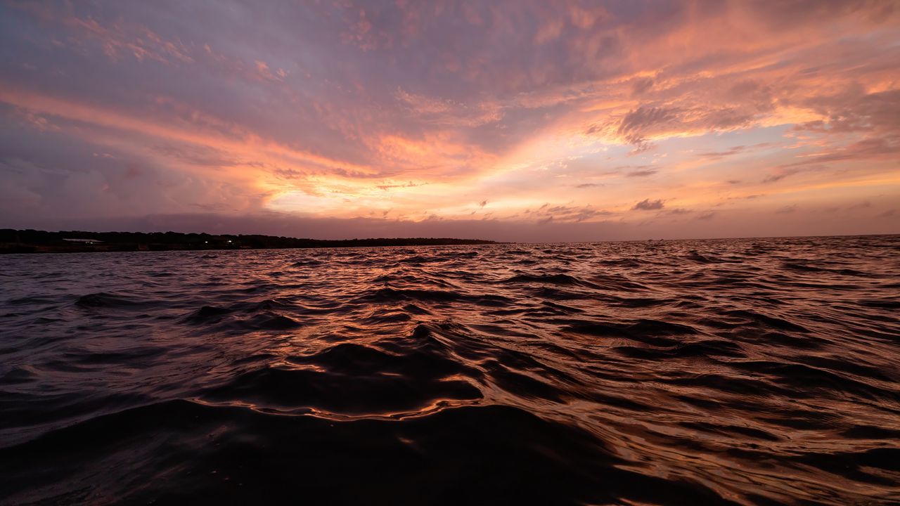 Wallpaper sea, ocean, waves, sky, horizon, dark