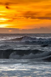 Preview wallpaper sea, ocean, waves, landscape, sky, nature