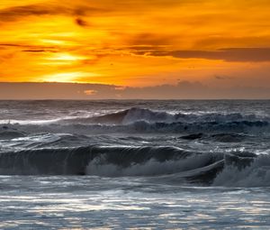 Preview wallpaper sea, ocean, waves, landscape, sky, nature