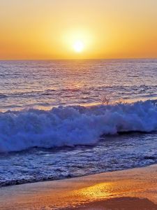 Preview wallpaper sea, ocean, waves, sun, landscape, nature