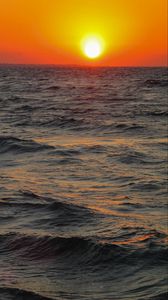 Preview wallpaper sea, ocean, waves, sun, sunset