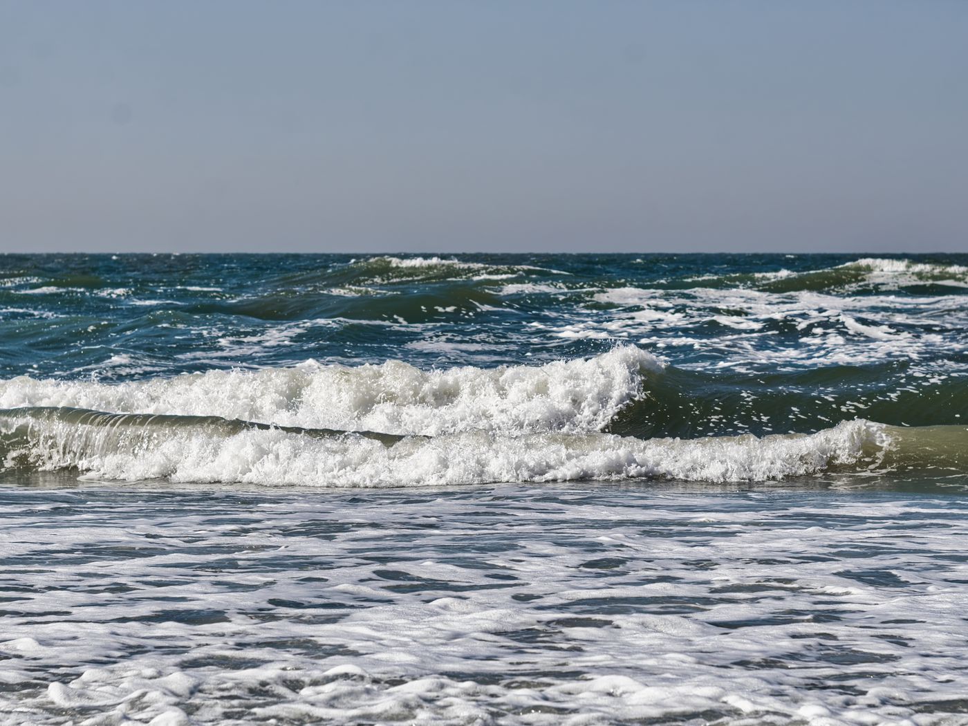 1400x1050 Wallpaper sea, ocean, waves, horizon, landscape