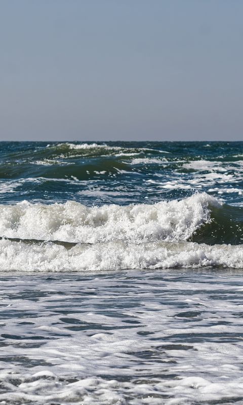 480x800 Wallpaper sea, ocean, waves, horizon, landscape