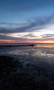 Preview wallpaper sea, pier, horizon, evening