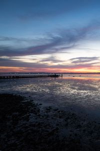 Preview wallpaper sea, pier, horizon, evening