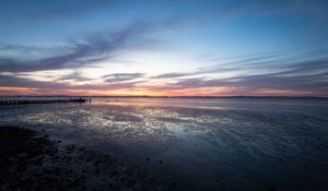 Preview wallpaper sea, pier, horizon, evening