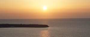 Preview wallpaper sea, pier, horizon, boats, sunset