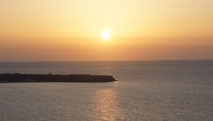 Preview wallpaper sea, pier, horizon, boats, sunset