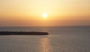 Preview wallpaper sea, pier, horizon, boats, sunset