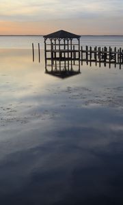 Preview wallpaper sea, pier, pilings, horizon