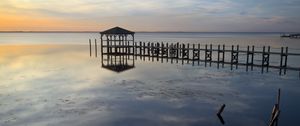 Preview wallpaper sea, pier, pilings, horizon