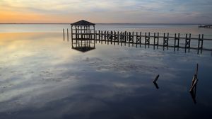 Preview wallpaper sea, pier, pilings, horizon