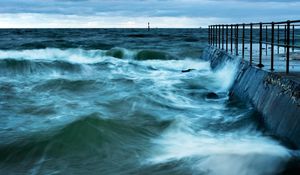 Preview wallpaper sea, pier, storm, paints, colors