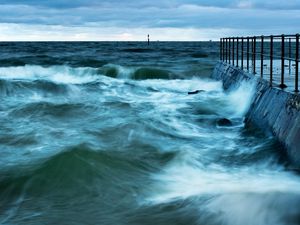 Preview wallpaper sea, pier, storm, paints, colors